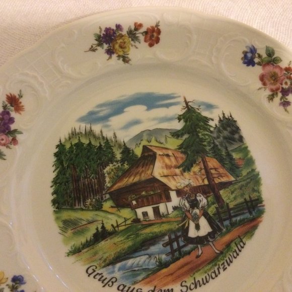 Bauscher Weiden Bavaria Germany Hugo Schmidt Koblenz plate landscape Roses vtg - Picture 4 of 7